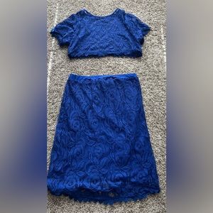 Royal blue lace skirt and top set. Skirt size XL. Top size L.